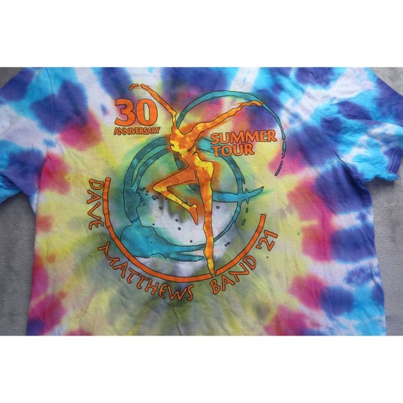 Dave Matthews Band 2021 Summer Tour 30th Anniv. Tie Dye Shirt Men's M Pin Hole - Picture 3 of 10